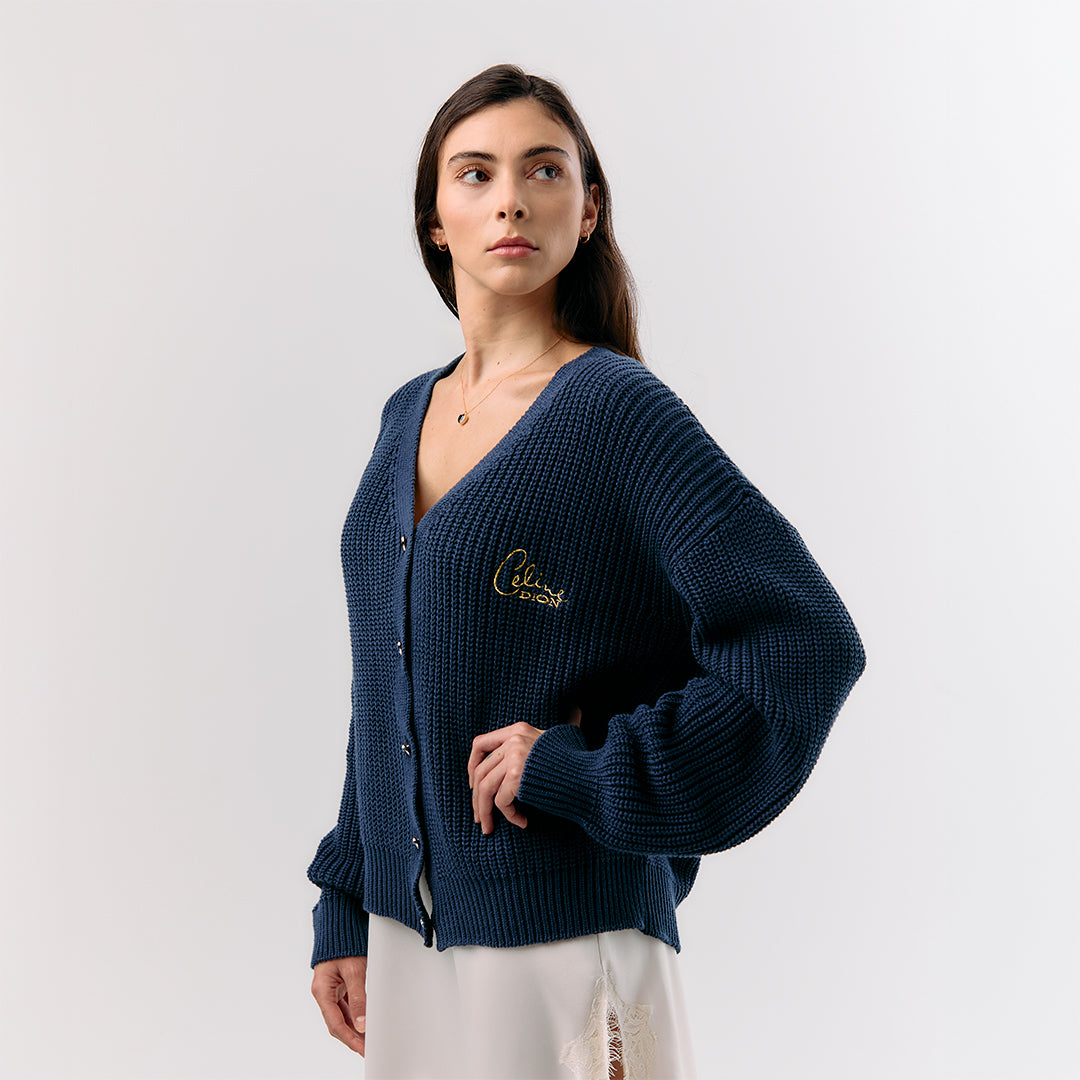 Blue Diamond Knit Cardigan