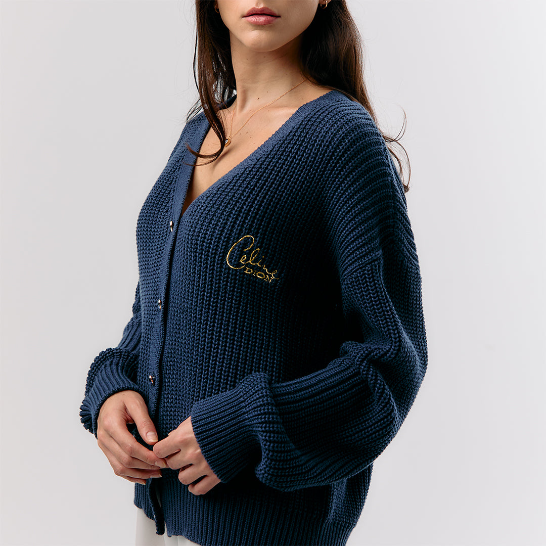 Blue Diamond Knit Cardigan