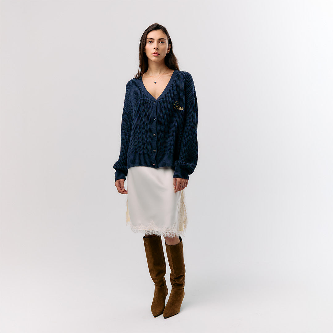 Blue Diamond Knit Cardigan