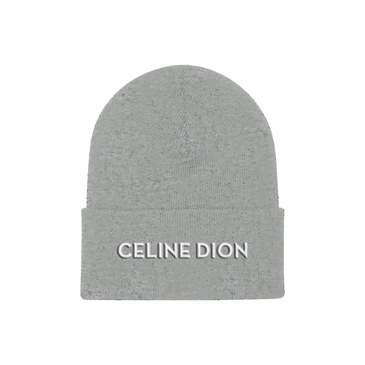 Cuffed Beanie grey with white Celine Dion embroidery 